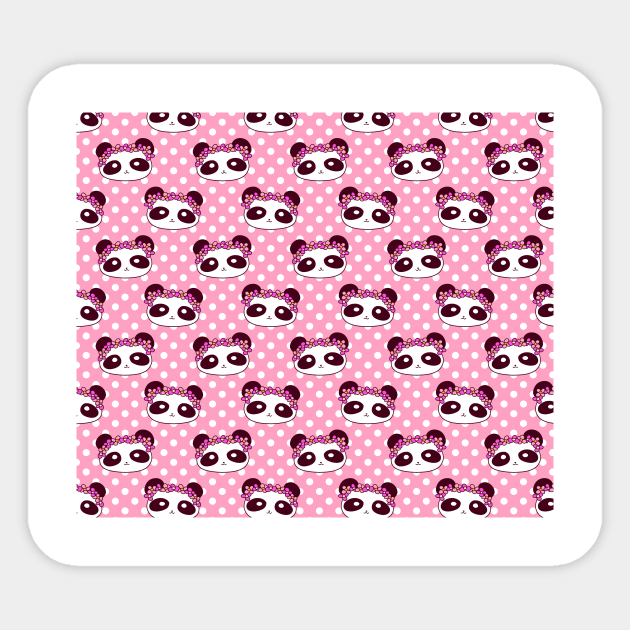Flower Crown Panda Face Pattern Sticker by saradaboru